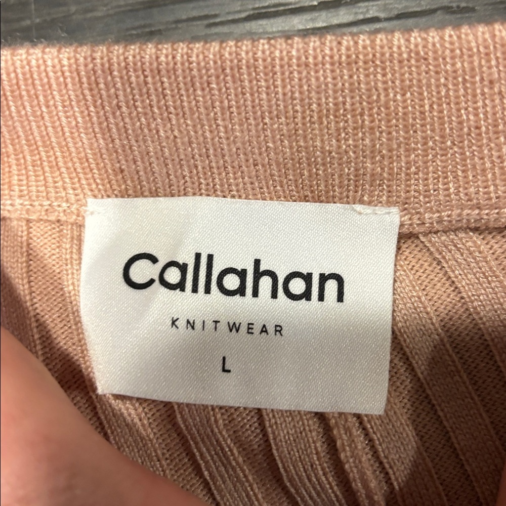 Callahan Knitwear Pink High Waisted Flare Leg Ribbed Casual Pant WN Large NWT - Picture 6 of 7